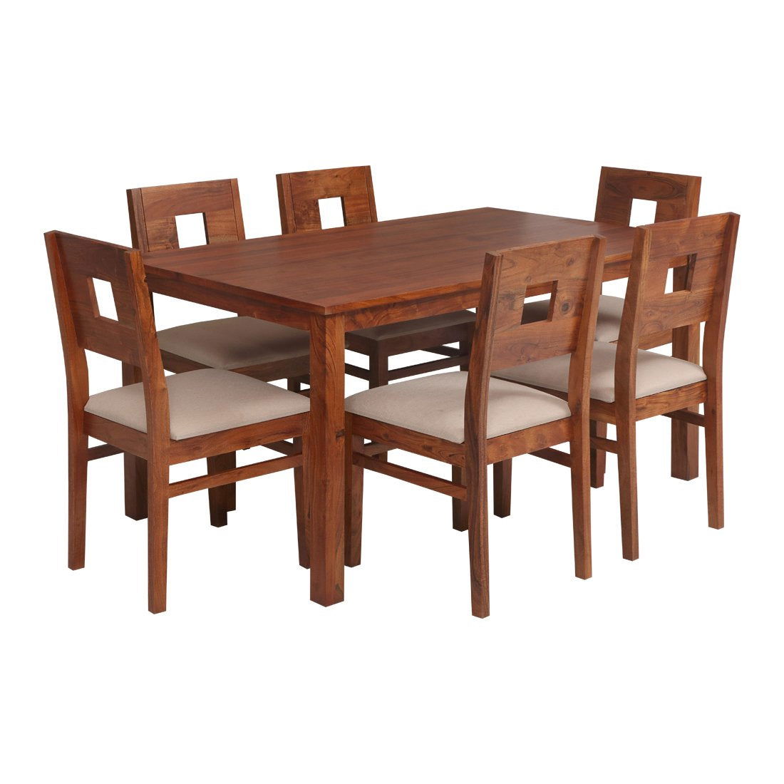 6 Dining Chair with Dining Table Wooden Frame Base -