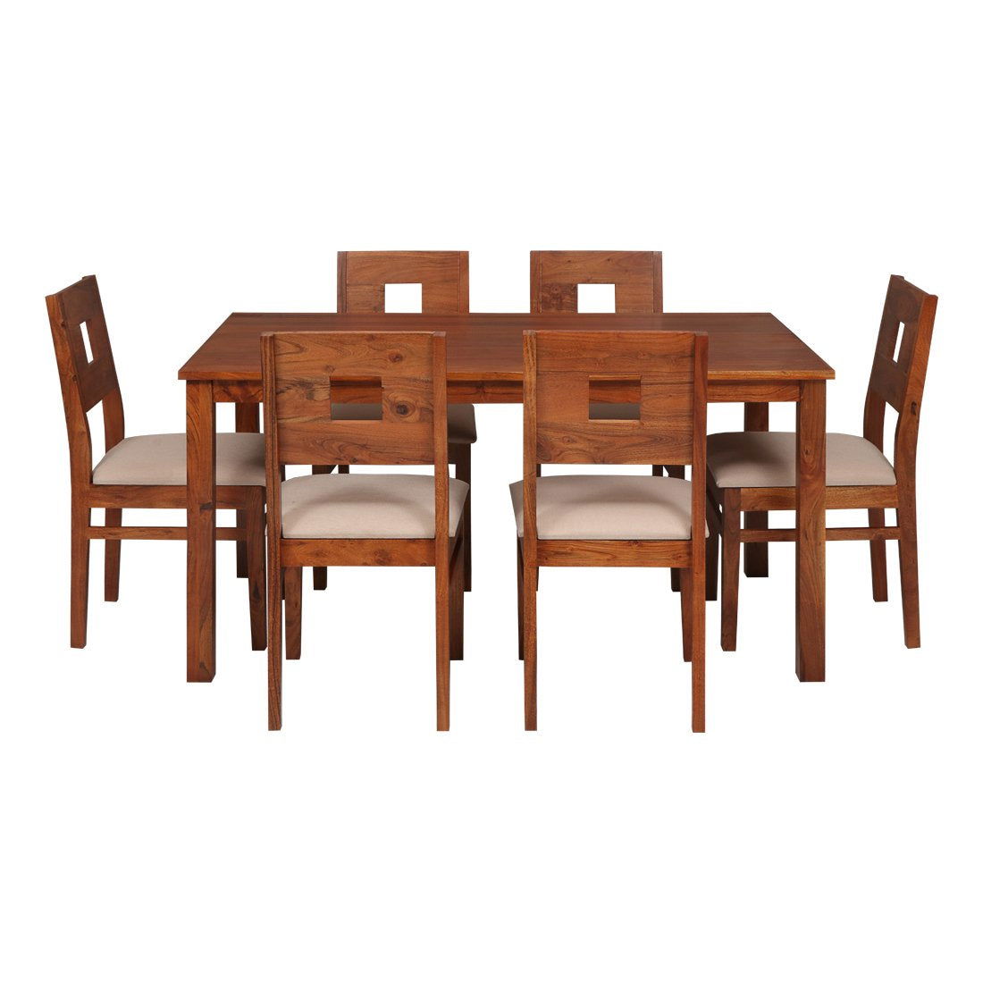 6 Dining Chair with Dining Table Wooden Frame Base -
