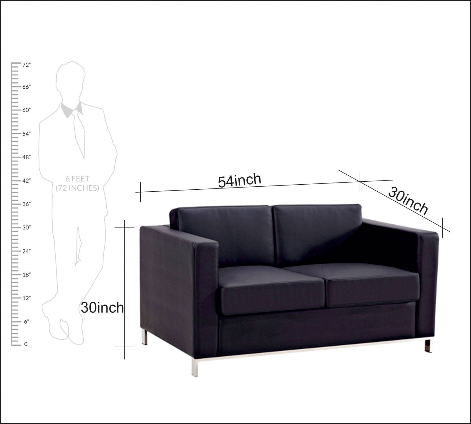 6 Seater Sofa Set With Wooden Frame Metal Legs -
