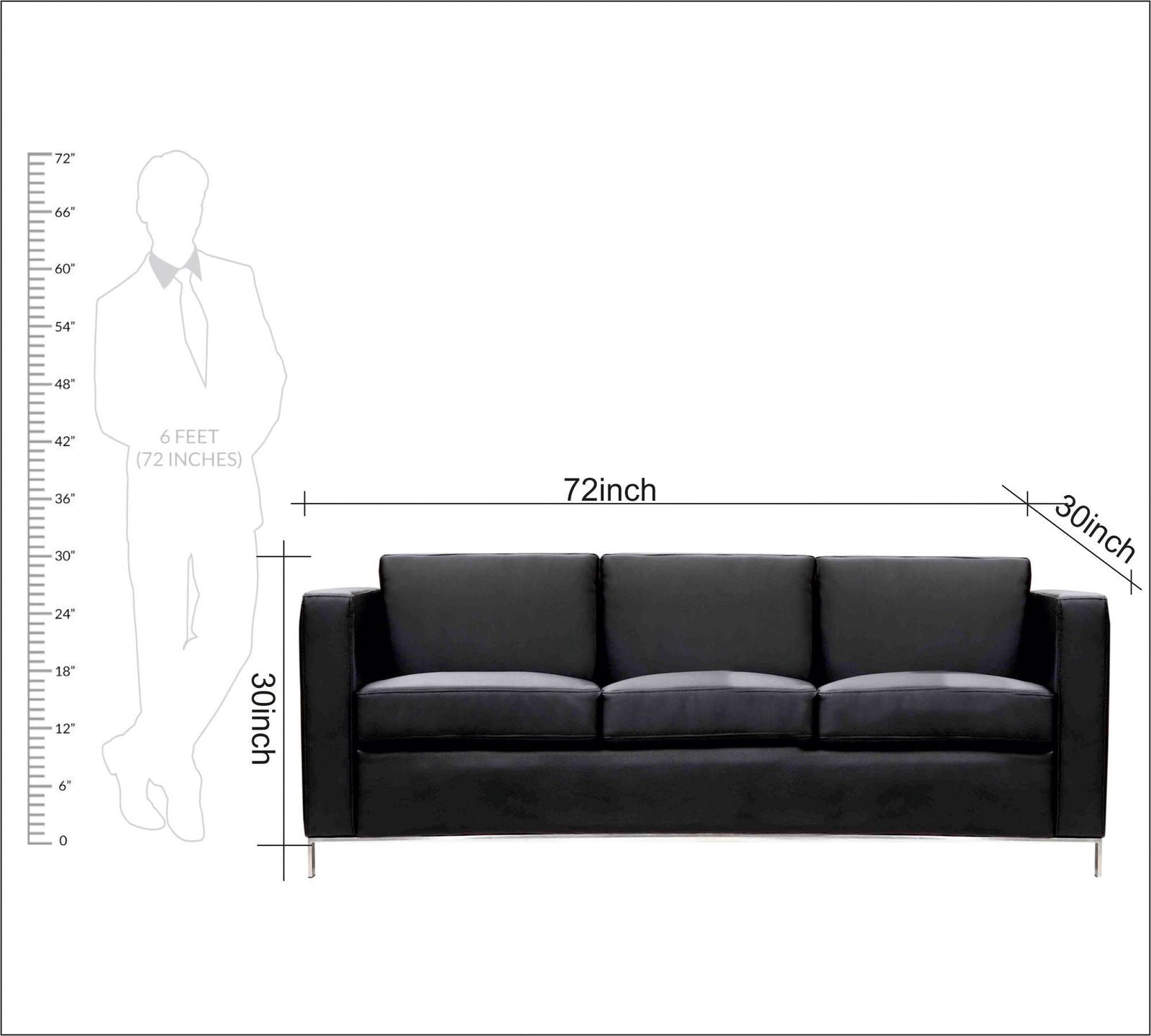6 Seater Sofa Set With Wooden Frame Metal Legs -