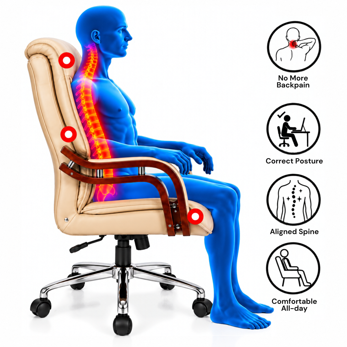 High Back Office Chair Leatherette Base