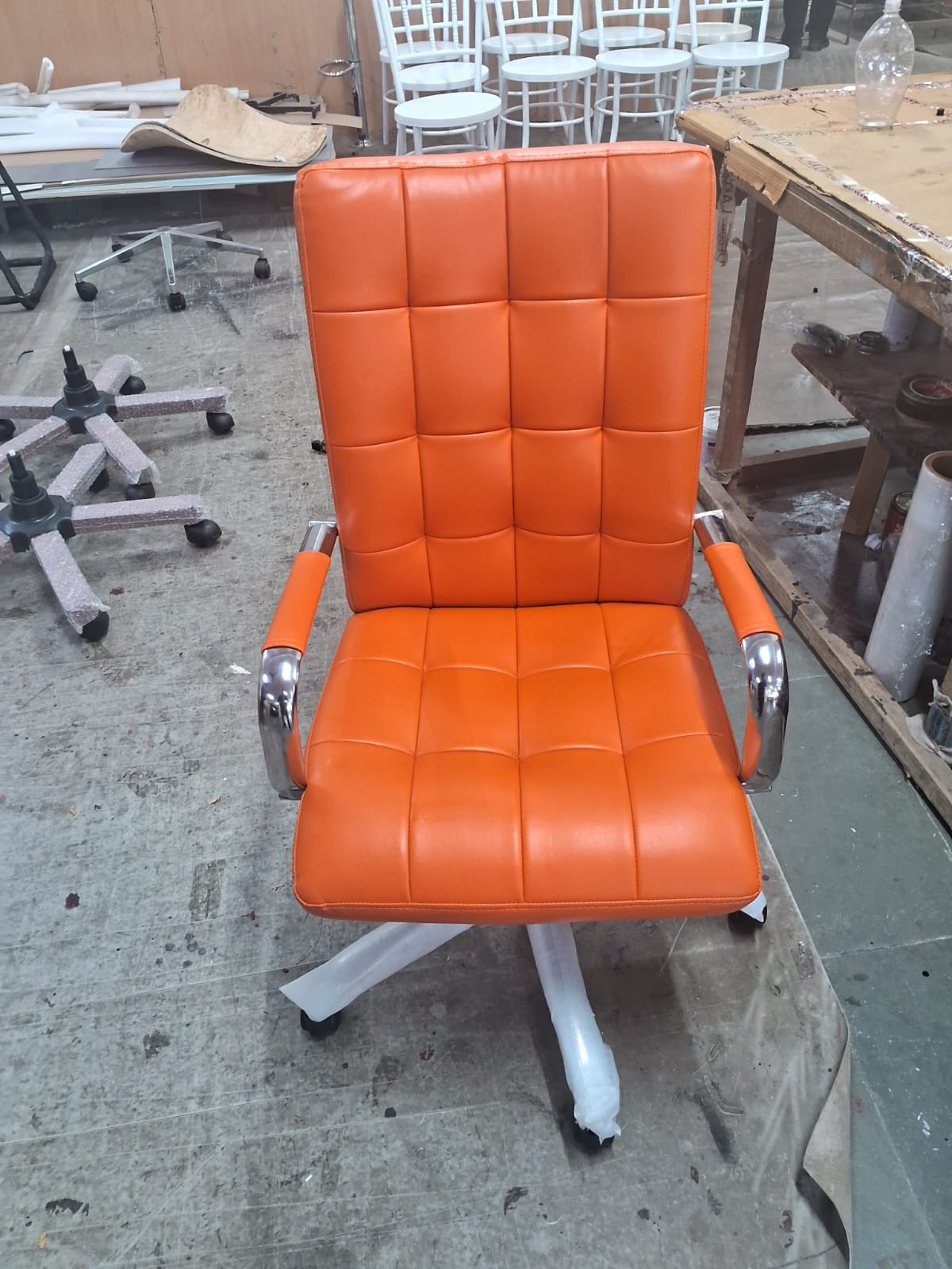 Leatherette Mid Back Executive Chair with Height Adjustable Chrome Base