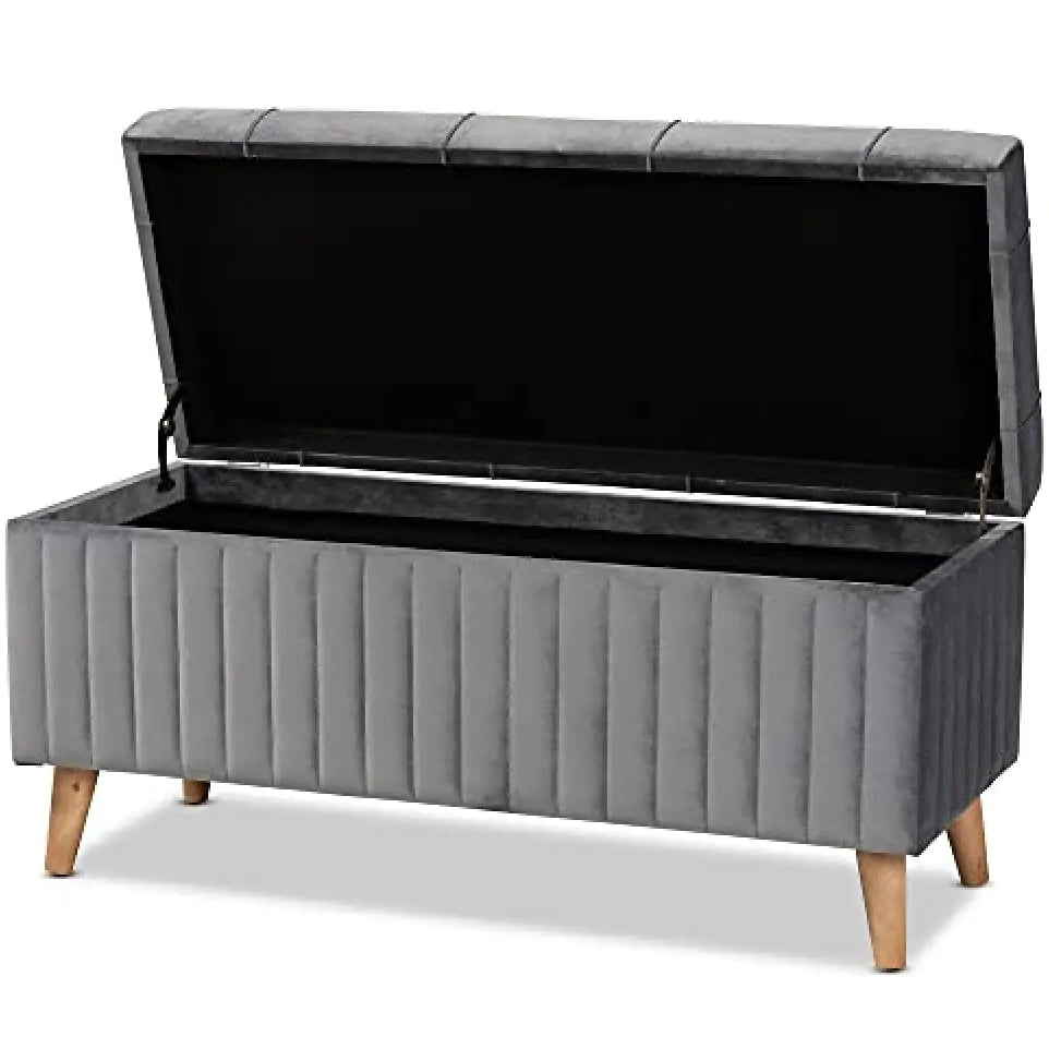 Ottoman – Velvet Upholstery with Foam Padding, Accent for Seating, Footrest or Storage.