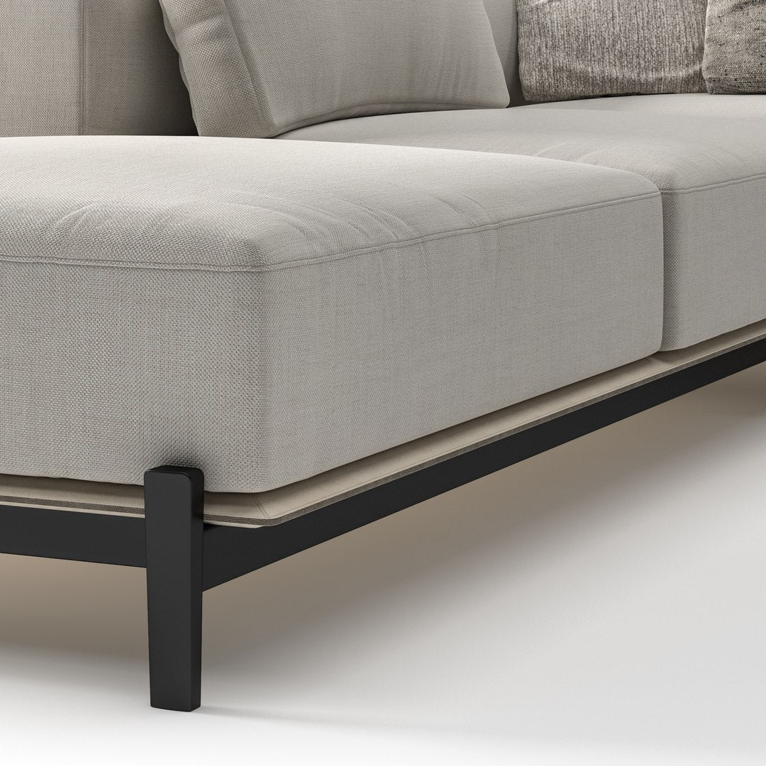 L Shape Sofa Couch For Home Furniture Upholstery Fabric Modern Durable Design For Living Room -Grey