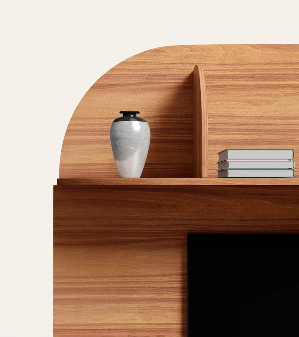 Wooden TV Wall Cabinet with Durable Wall-Mount Design, and Multiple Storage Sections for Modern Look