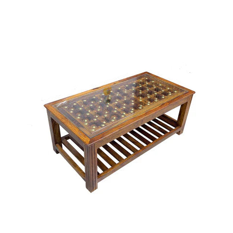 Center Table Featuring Sleek Glass Top and Solid Base for Contemporary Home and Hotel Interiors