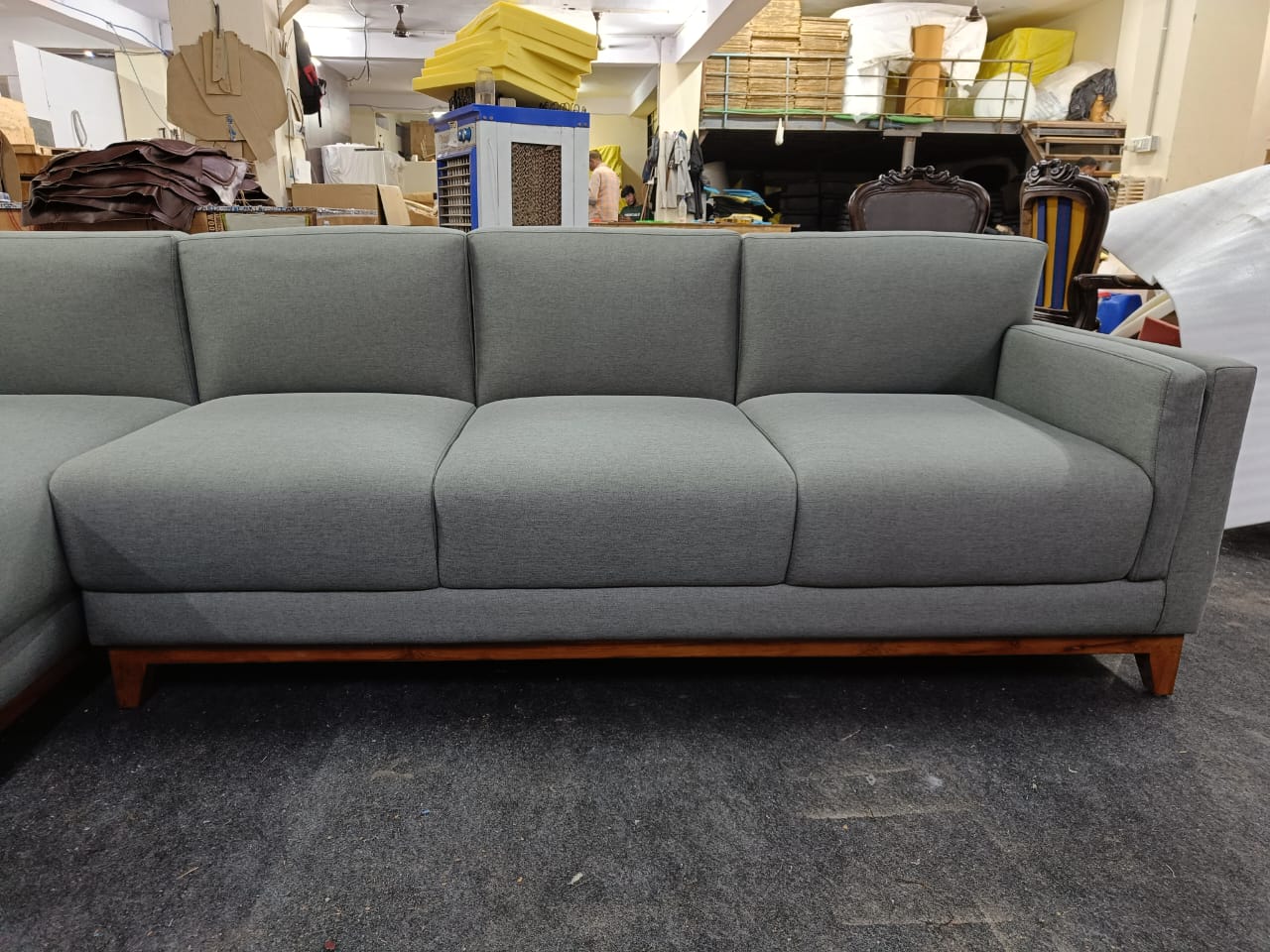 L Shape Sectional Luxury Sofa for Home Furniture Made in Marandi wood with Blend of Jute, Cotton and Polyester with High Density Foam Modern Sofa for Living Room