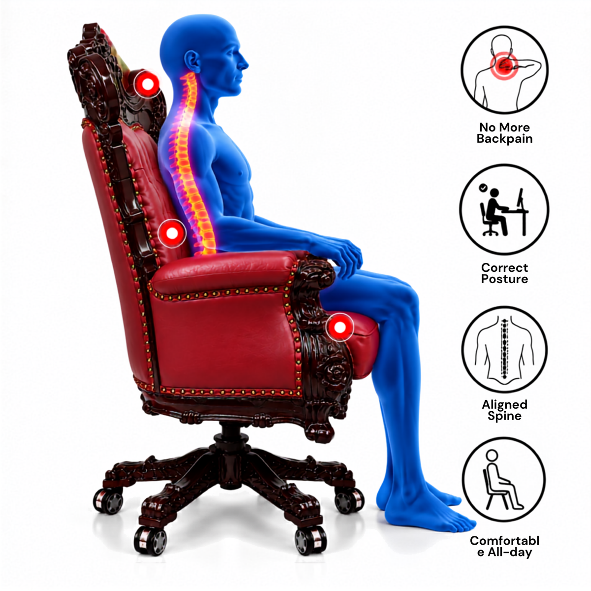 Design Hand Carved Teak Wood Adjustable Height 360D Swivel Button Tufted Office Armrest Chair
