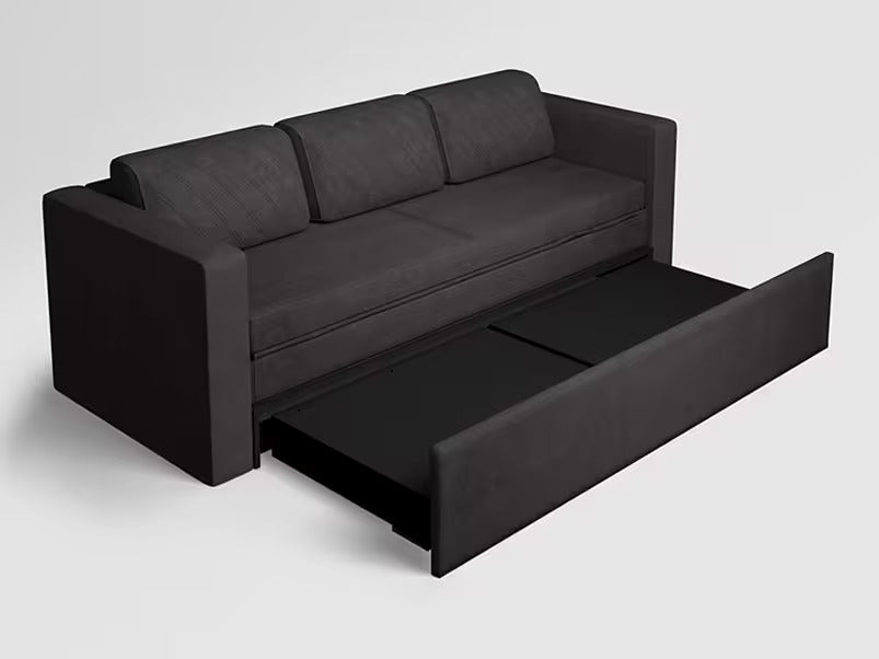 3 + 1  Sofa Cum Bed Leatherette Fabric for Home Furniture Frame Plyboard ,High Density Foam Soft & Comfort Seating for Living Room- Black