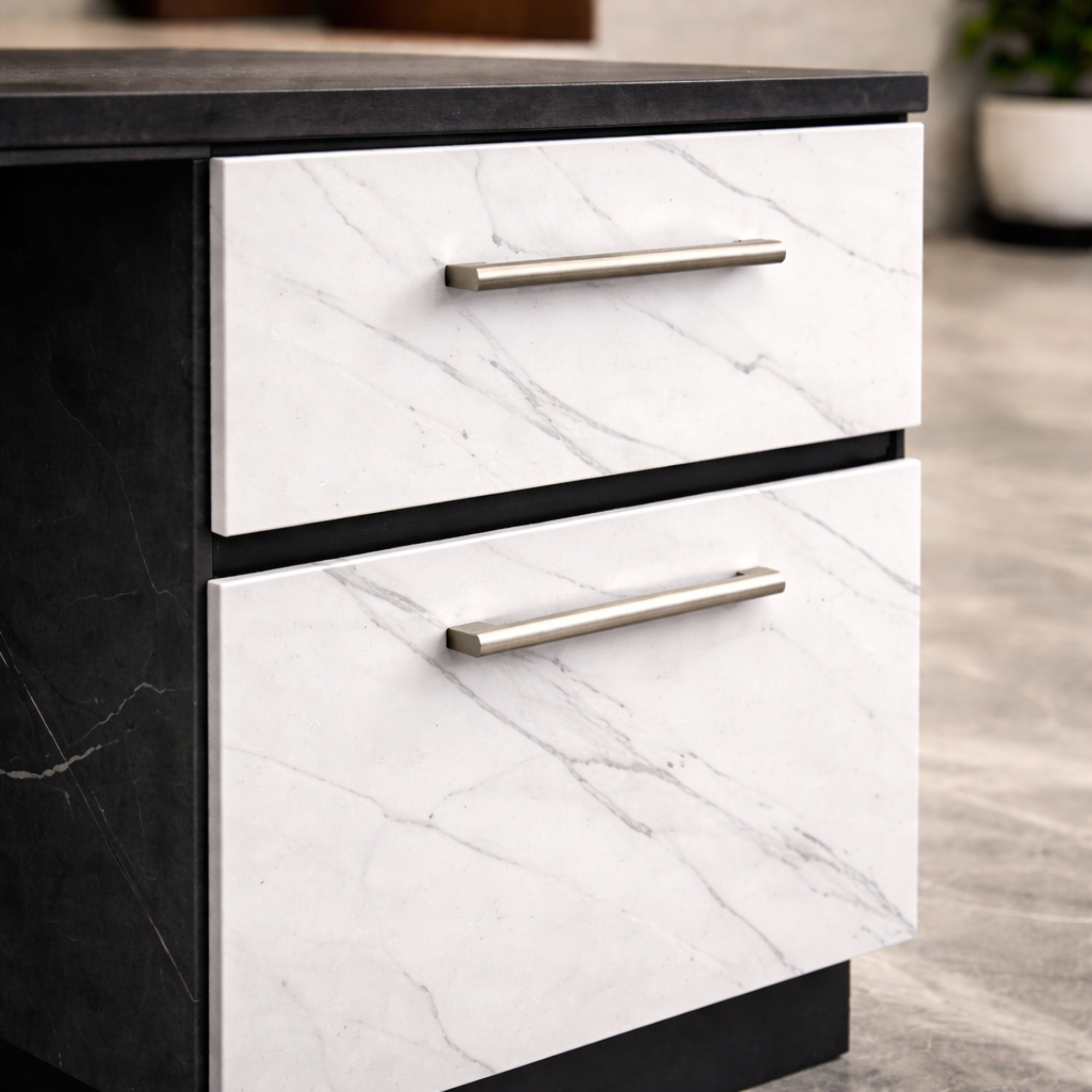 Reception Table for Office Luxury Modern Counter Stylish Design Made in MDF with Mica And Drawers & Ample Storage CPU Space - White & Grey