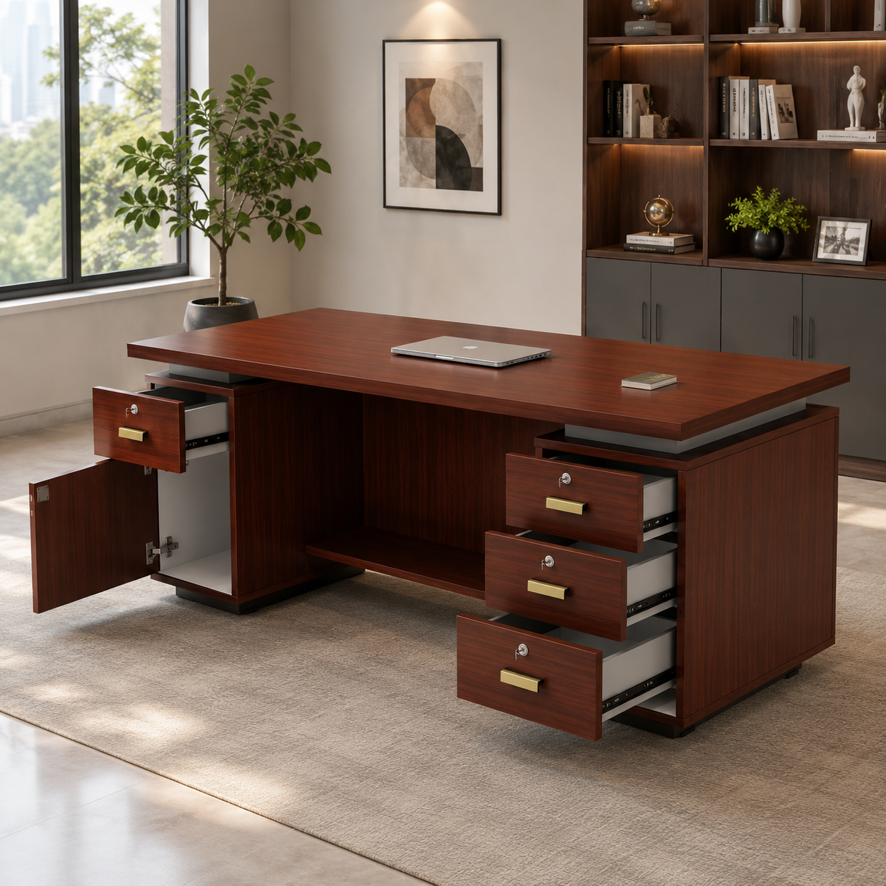 Director’s Table with Modern Design, Multiple Drawers, Side Storage, and Premium Build Quality