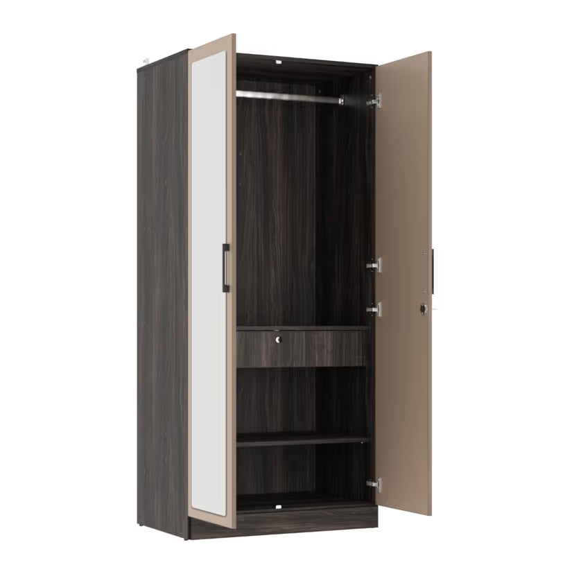 Elegant Wood Storage Cabinet – Open Shelves & Closed Compartments for Home Use