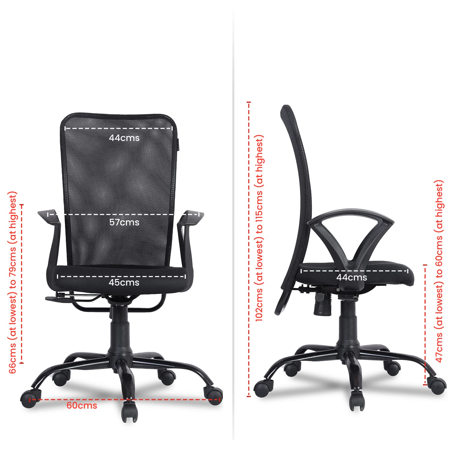 Ergonomic Executive Mesh Chair with Adjustable Height, Breathable Backrest, Cushioned Seat and Durable Metal Base for Office