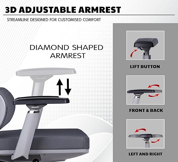 Mesh Back Executive Chair – 3D Armrests, Multi‑Tilt Lock, Chrome Base | Office/Home Use – Grippy, Comfortable & Stylish