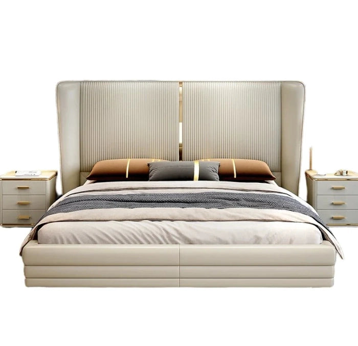 Modern Luxury Upholstered Bed – 54 Headboard & Plywood Frame, Queen/King/Over Sizes