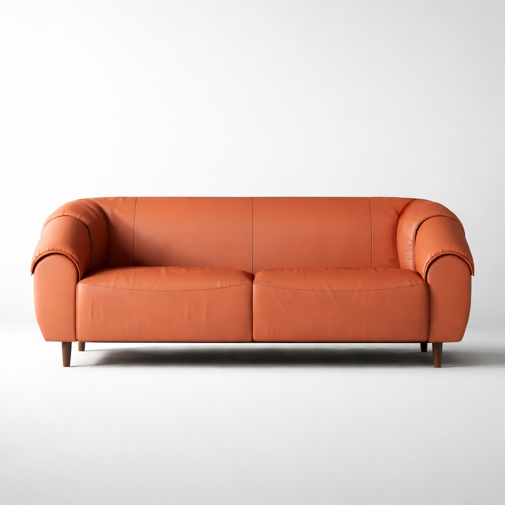 Luxury Leatherette Sofa Modern Upholstered Sofa with High Density Foam, Wooden Legs, Premium Finish for Living Room Comfort & Style