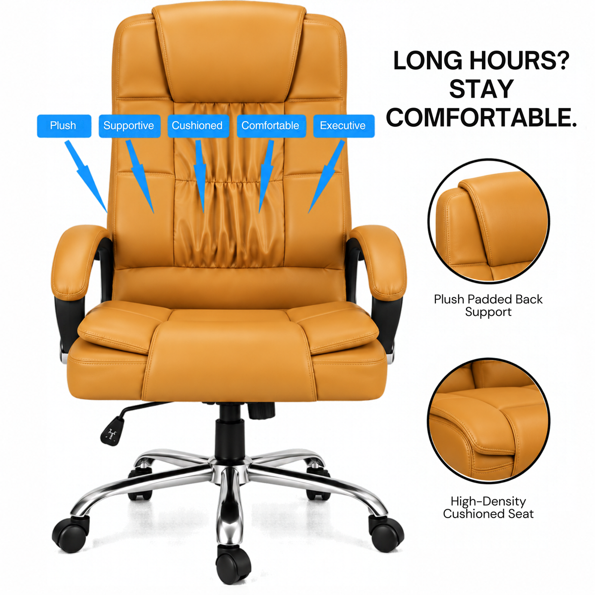 High Back Office Executive Chair with Chrome Base