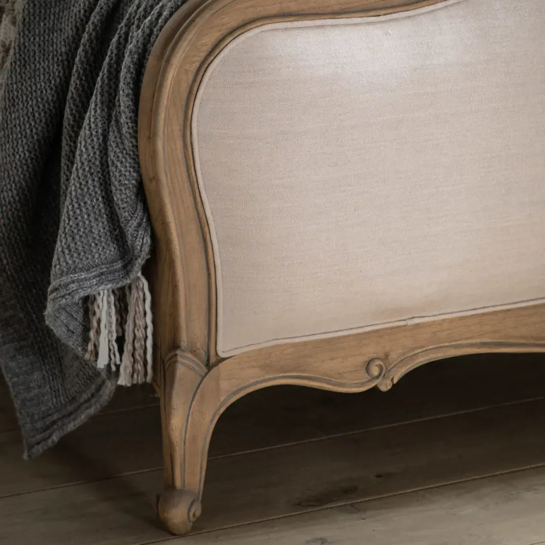 King Size Upholstered Bed – Solid Wood Frame, Royal Look, Elegant Headboard, Luxury Finish