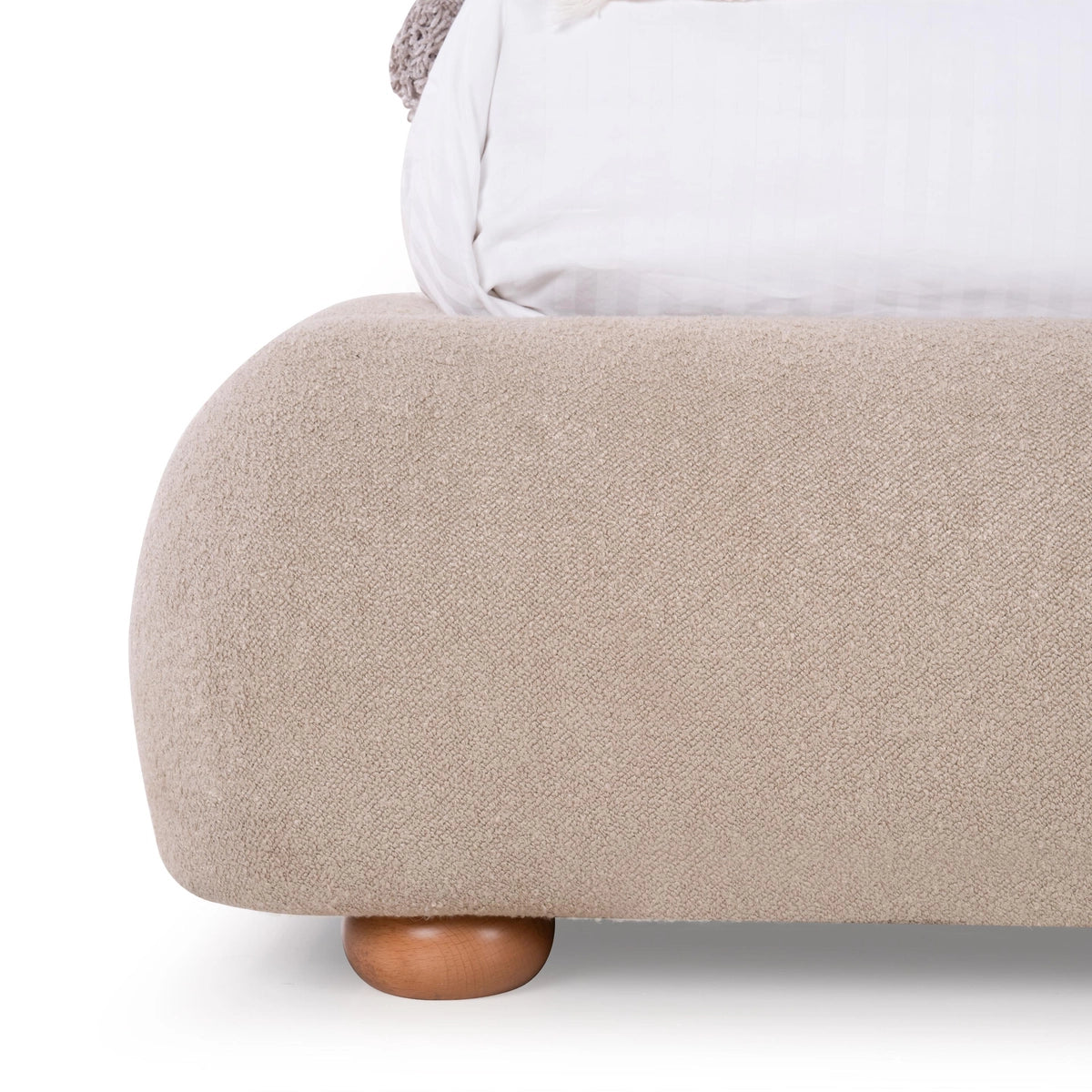 Luxury King Size Wooden Bed Fully Curved Upholstered Modern Design Made in Solid wood with Premium  Fabric for Elegance, Comfort & Durability