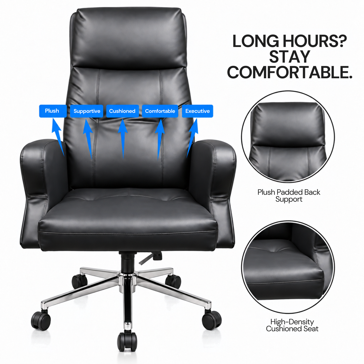 Director and Executive Chair High Back Faux Leather, Comfortable Seat Swivel Chair Revolving and Recliner Chair