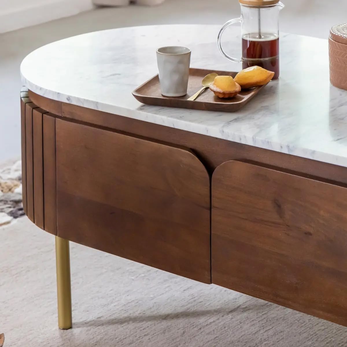 Center Table Featuring Sleek Wooden Frame and Smooth Top, Suitable for Contemporary Living and Lounge Areas