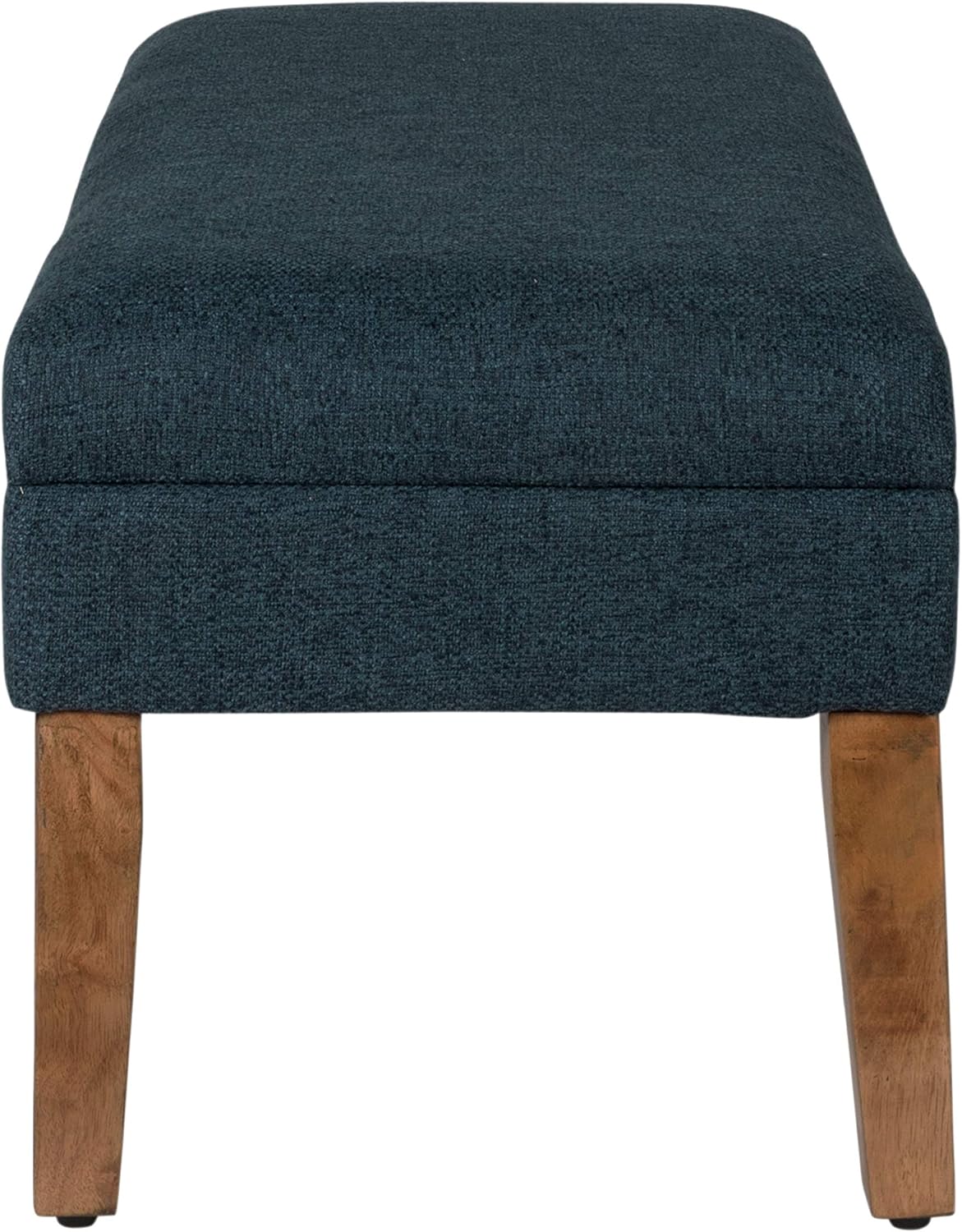 Stylish Dark Blue Storage Ottoman Bench with Lift-Top, Wood Legs & Cozy Cushion - Perfect for Any Room