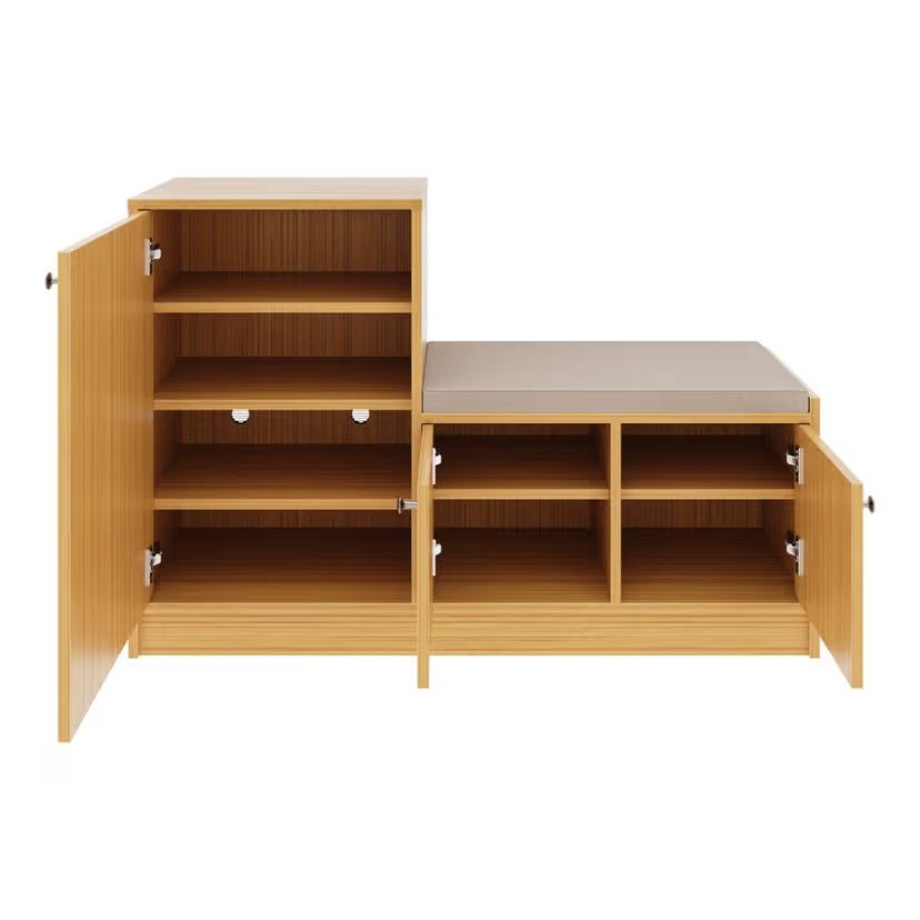 Wooden Shoes Storage Cabinet with Seating & Modern Design, High build Material Used For Long Lasting Use