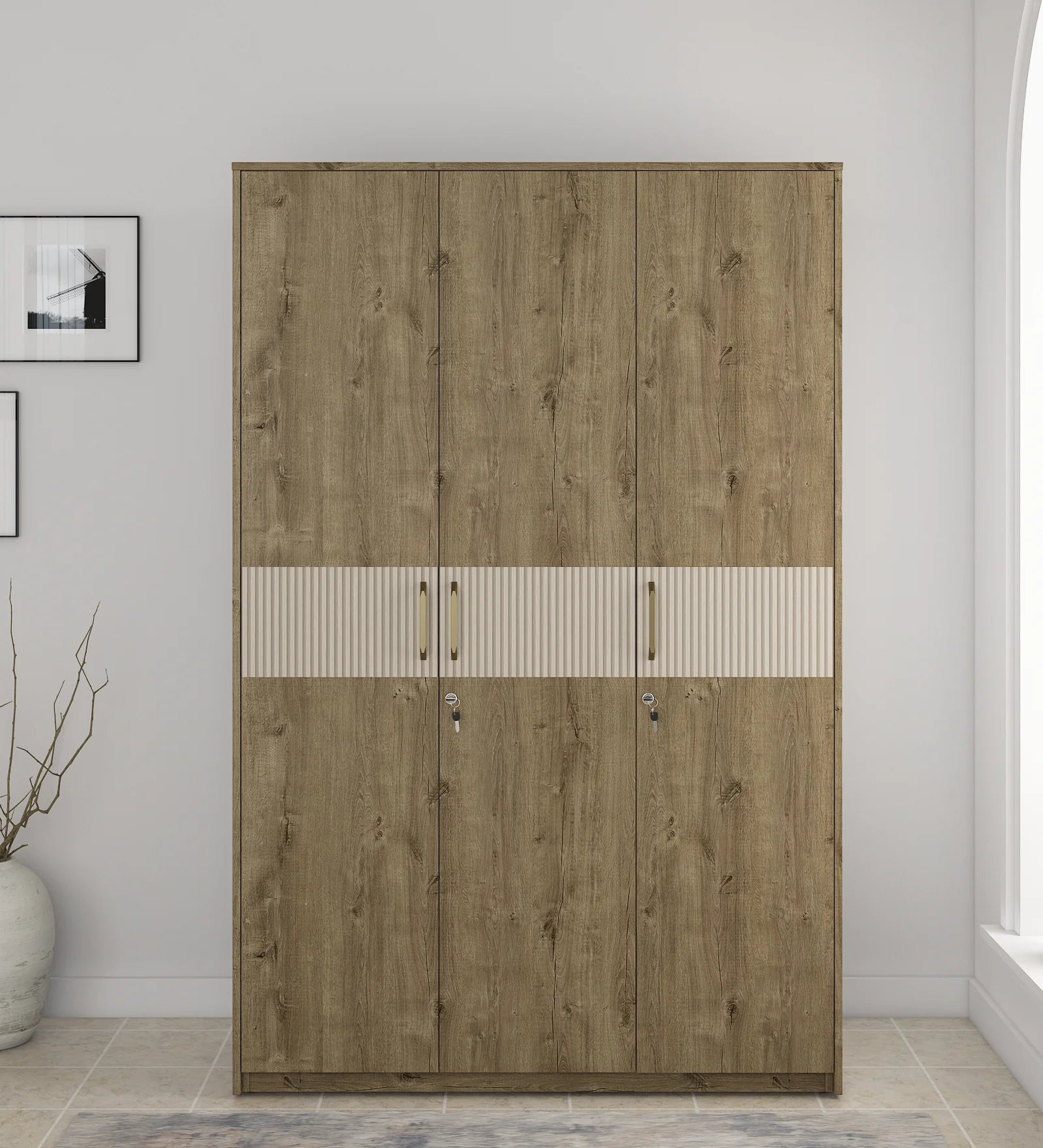 Wardrobe for Home 3-Door Ultra-Modern Look and Elegant Craftsmanship and Durable Frame Construction