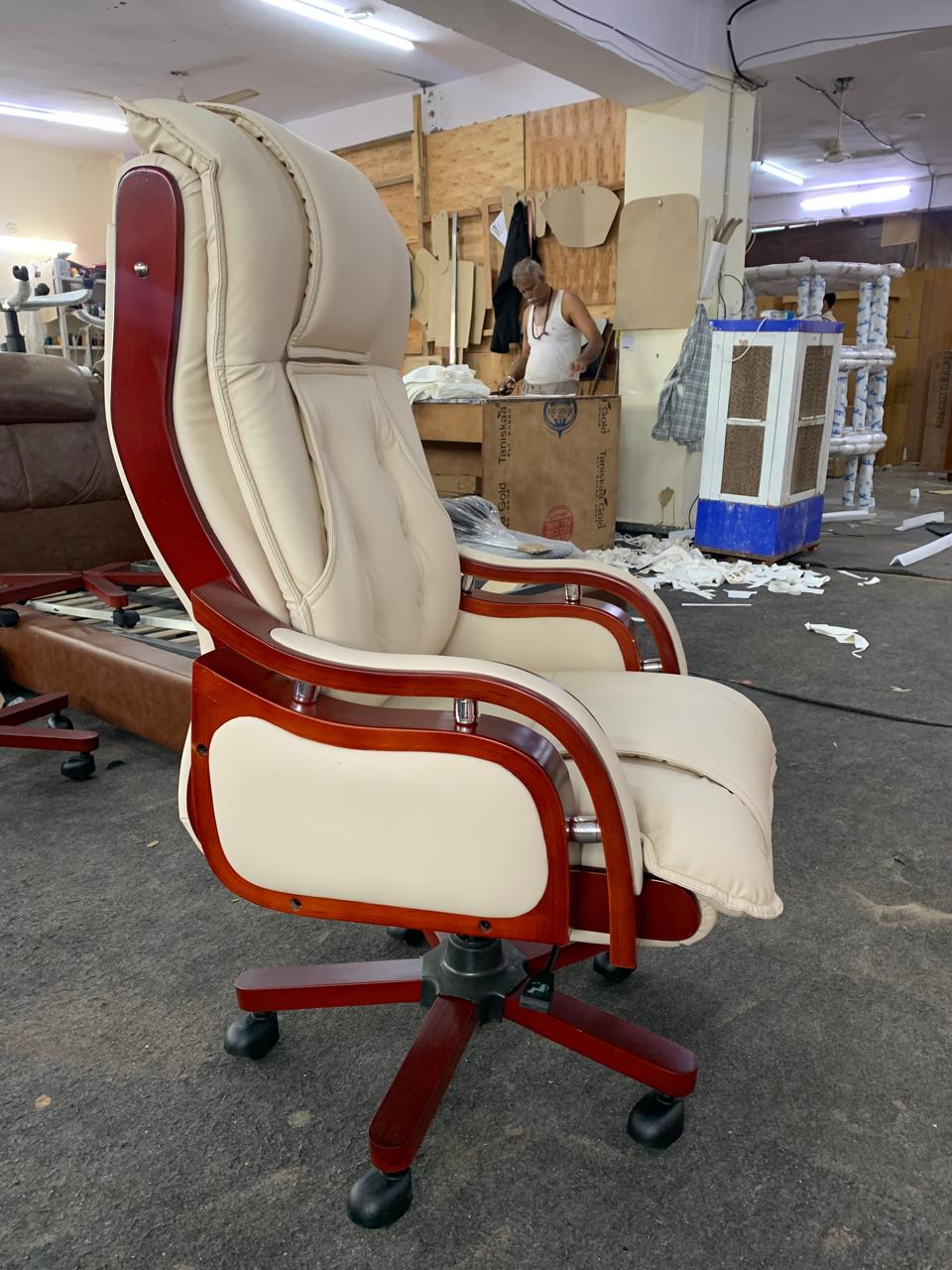 Home And Office High Back Ergonomic Leatherette Director Chair with Wooden Base