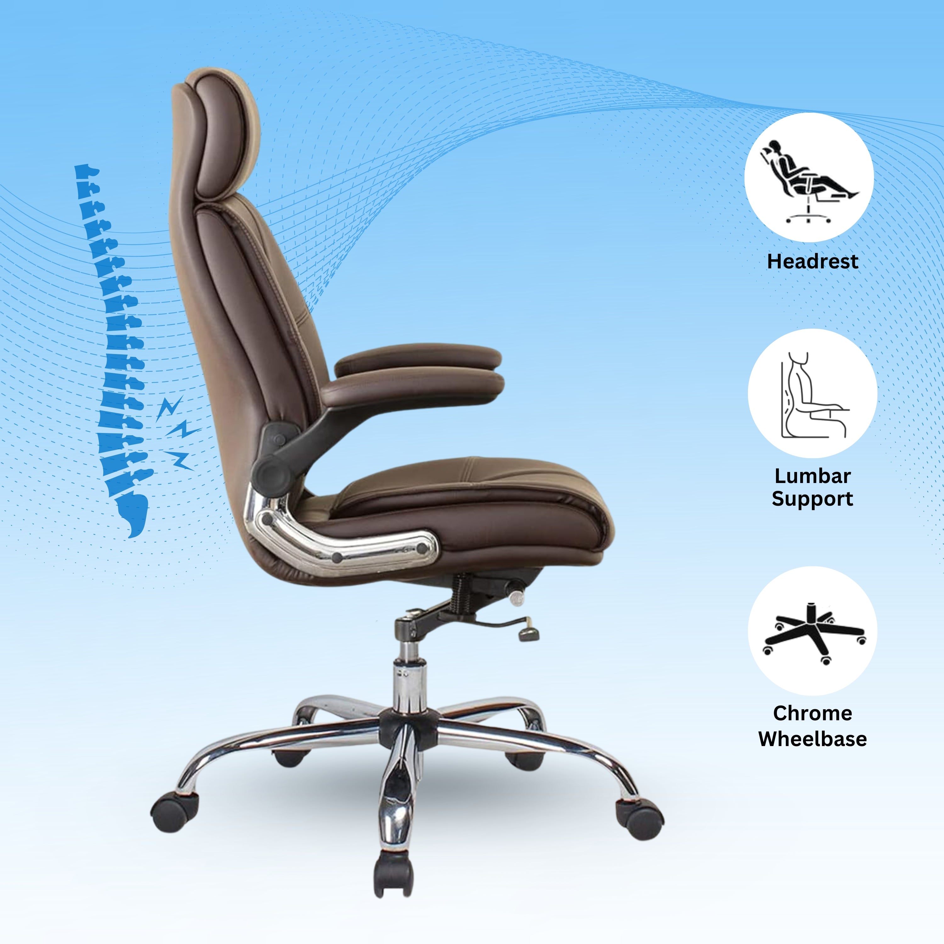 High Back Director Office Chair Ergonomic Leatherette Executive Chair with Adjustable Armrests, Comfortable Revolving Desk Chair for Office