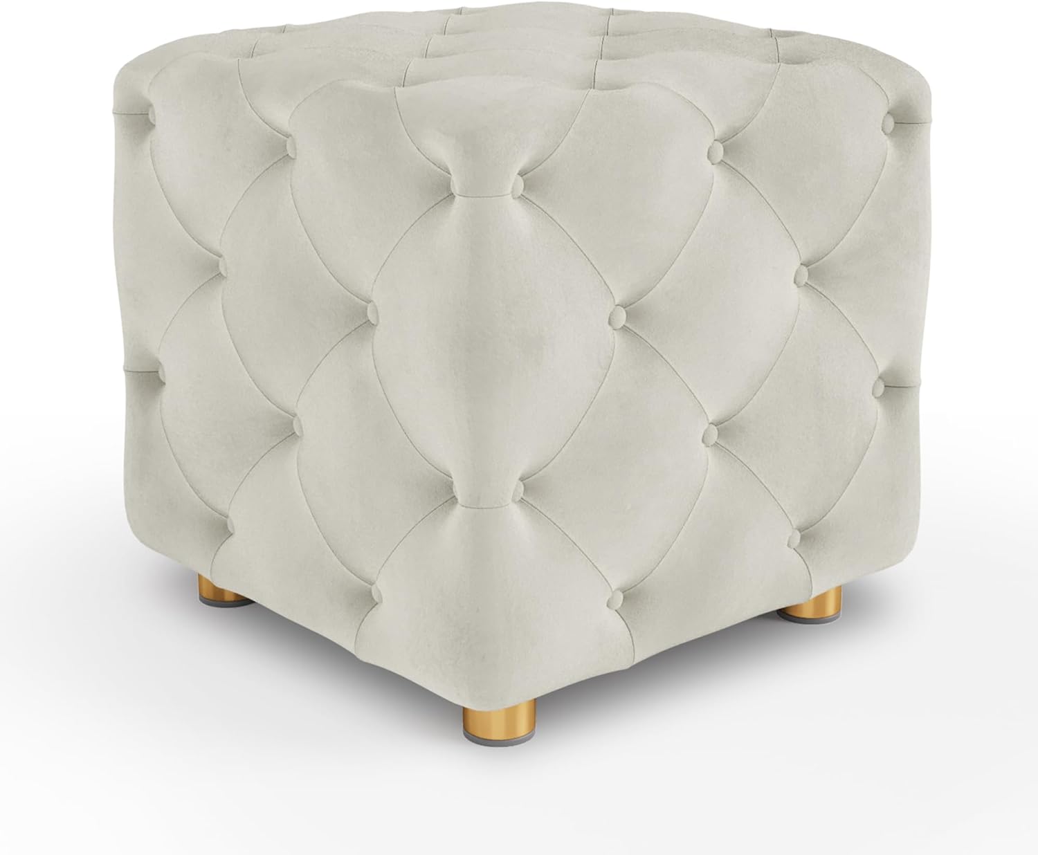 Ottoman For Home Furniture Upholstery Velvet, Foot Rest Modern And Durable Design Comfortable Seating & with Storage for Living Room - Off White