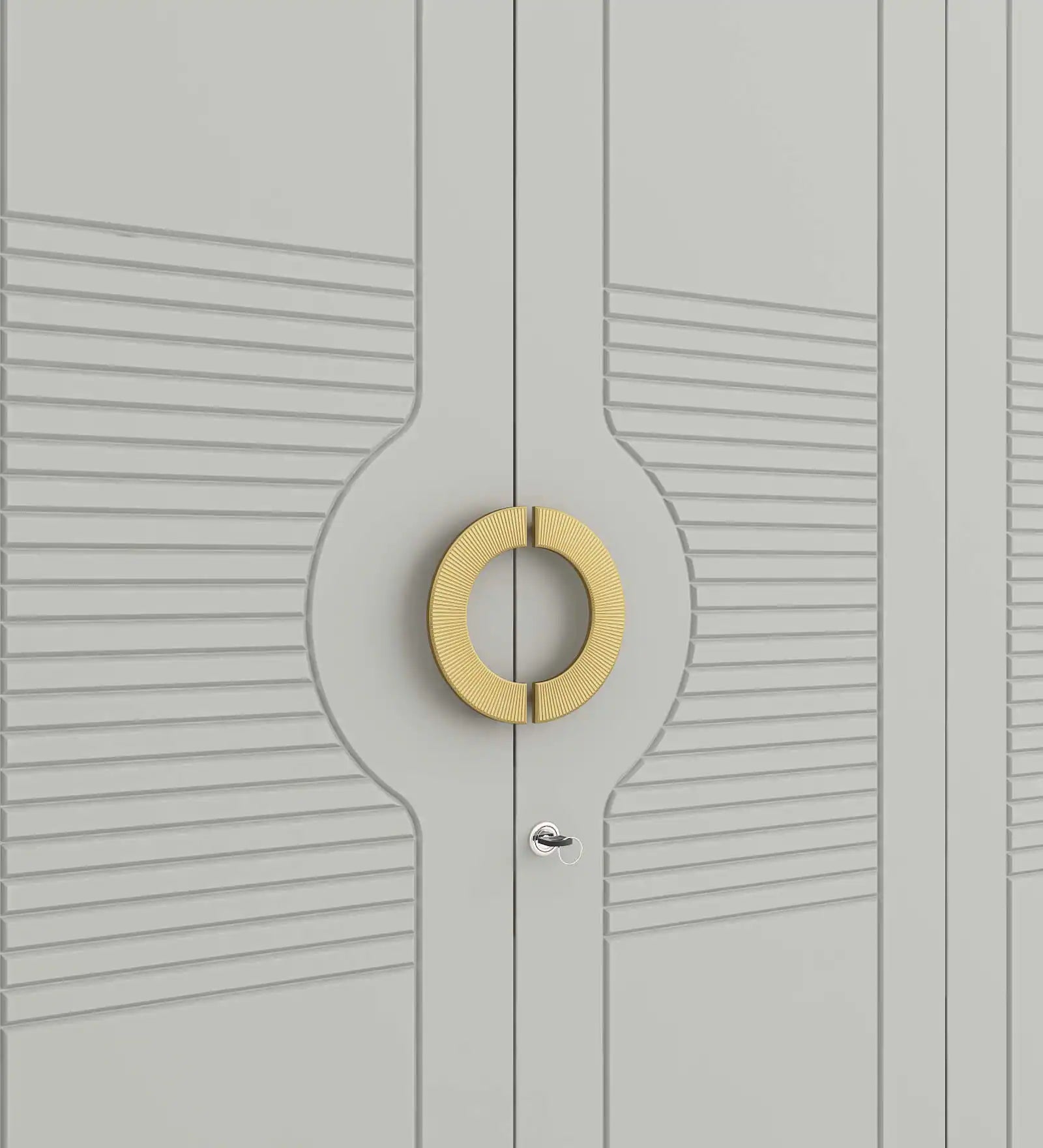 Wardrobe 4‑Door with Space-Saving, Soft-Close Mechanism, Designer Handles with Locker