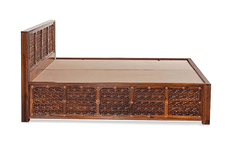 King Size Wooden Bed Luxury Design with Hydraulic Storage High-Quality Solid Wood Frame with Melamine Polish Finish