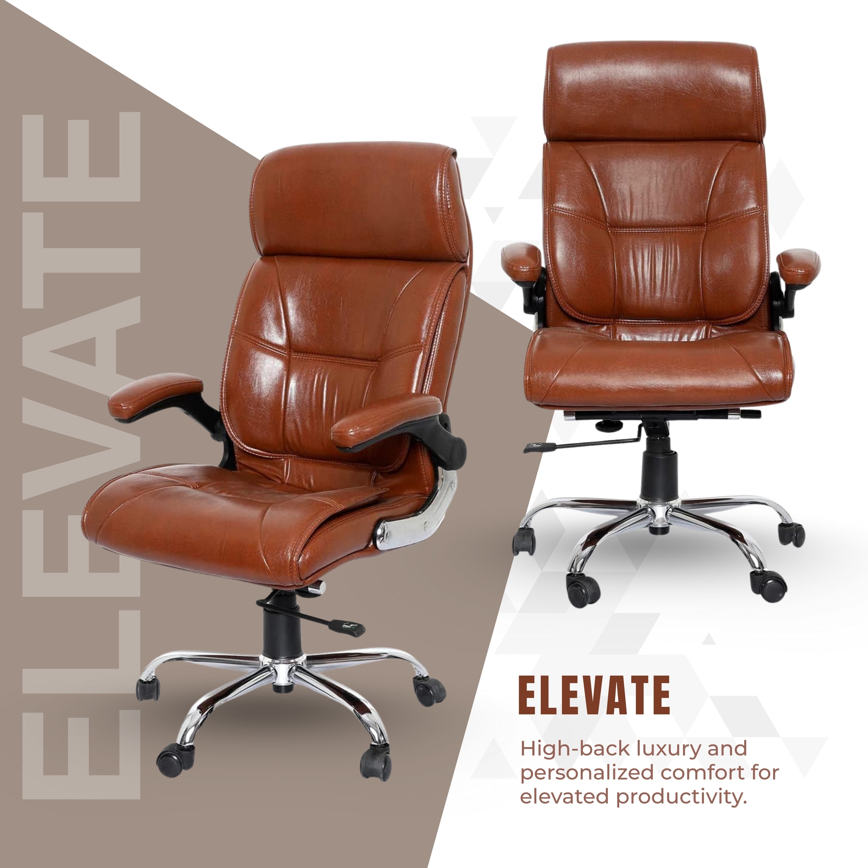 High Back Director Office Chair Ergonomic Leatherette Executive Chair with Adjustable Armrests, Comfortable Revolving Desk Chair for Office