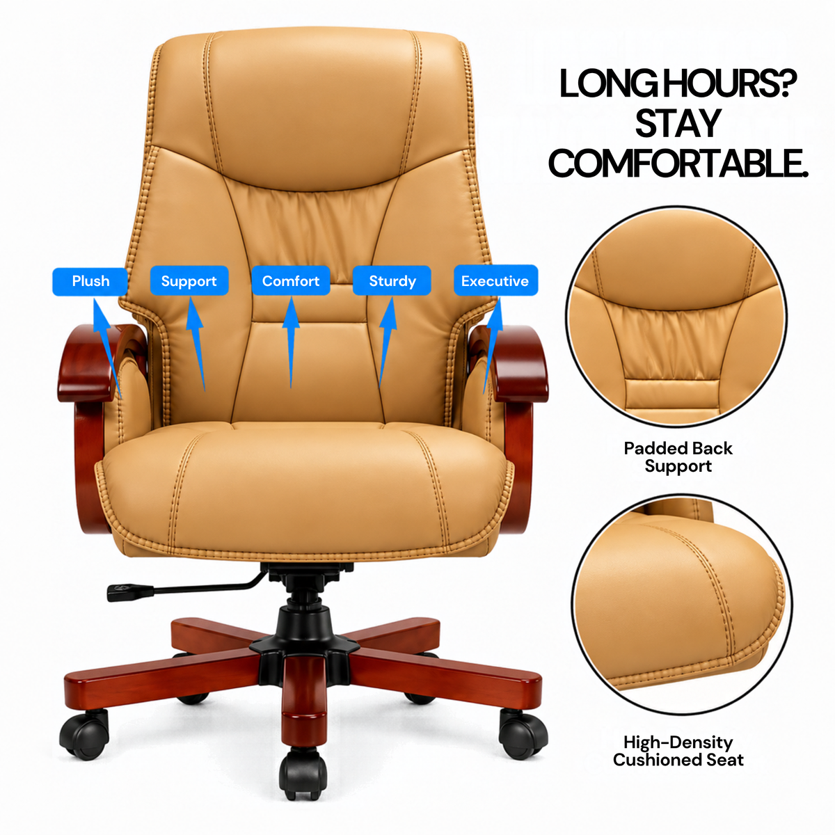 High Back Director Chair for office Modern Design Made in Plyboard with Leatherette & Recliner & Height Adjustable and Revolving Chair