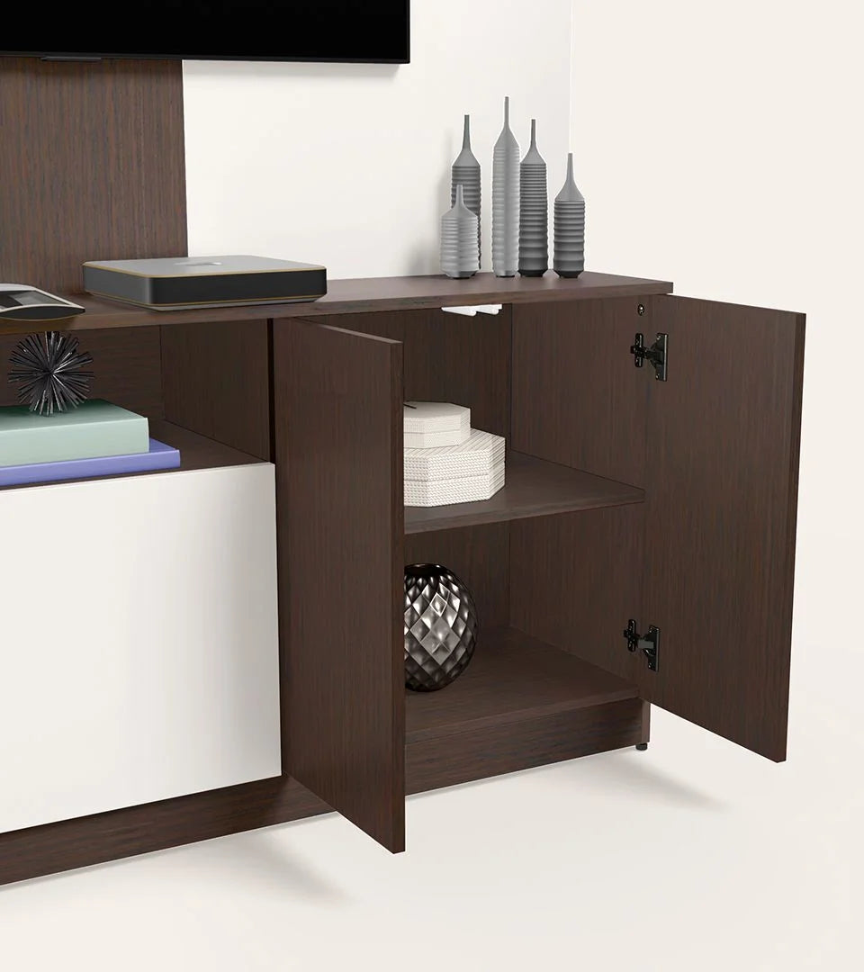 Wooden TV Wall Cabinet with Stylish finish, and Functional Storage for Contemporary Home Interiors