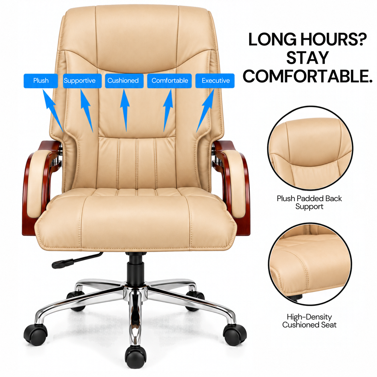 High Back Office Chair Leatherette Base