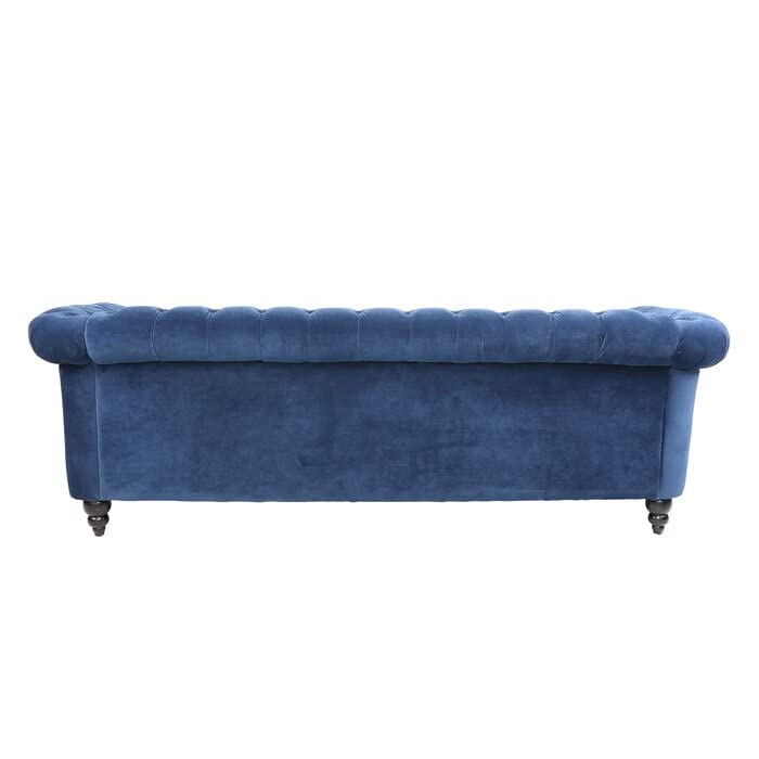 Chesterfield Sofa for Home Furniture Modern Design Upholstery Velvet Tufted With Arm Rest For Living Room- Blue