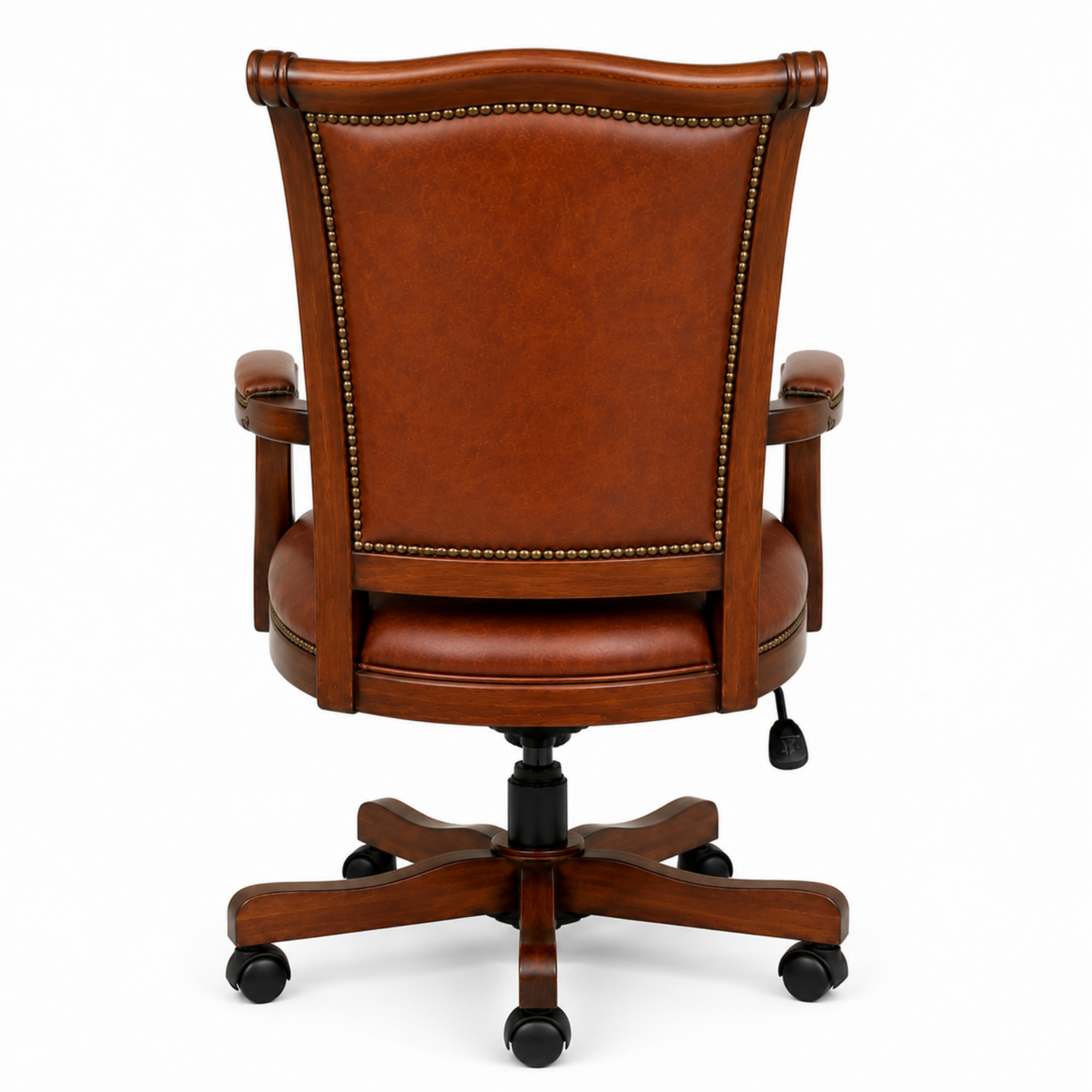 Premium Wooden Director Chair with Leatherette Upholstery, Ergonomic High Back, Handcrafted Solid Wood Frame, with Smooth Castor Wheels