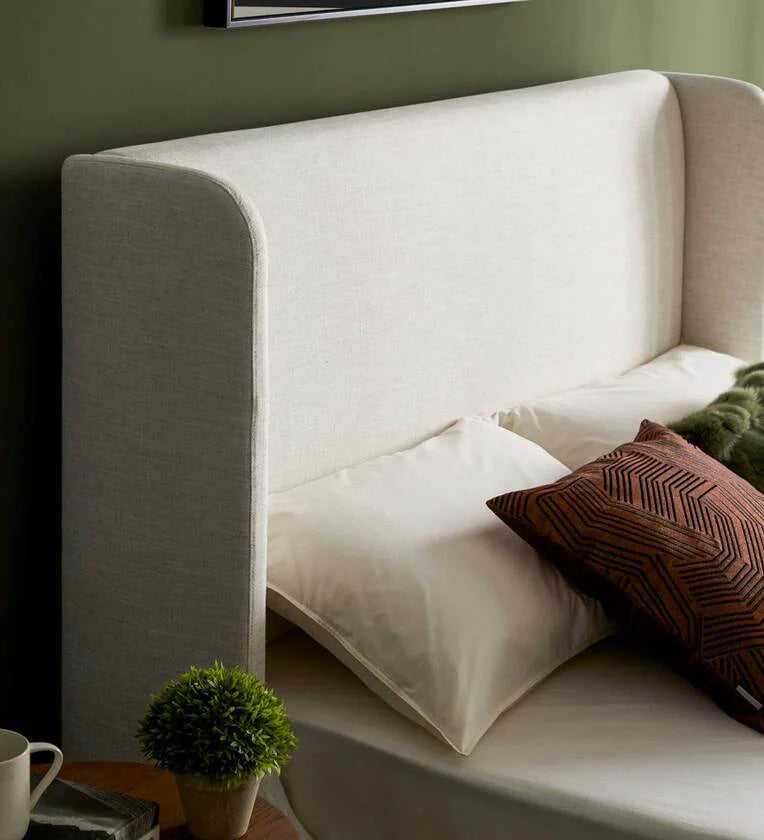 king‑size Velvet Upholstered Bed with headboard, support legs, and seamless box‑spring‑free setup—luxurious, modern elegance.