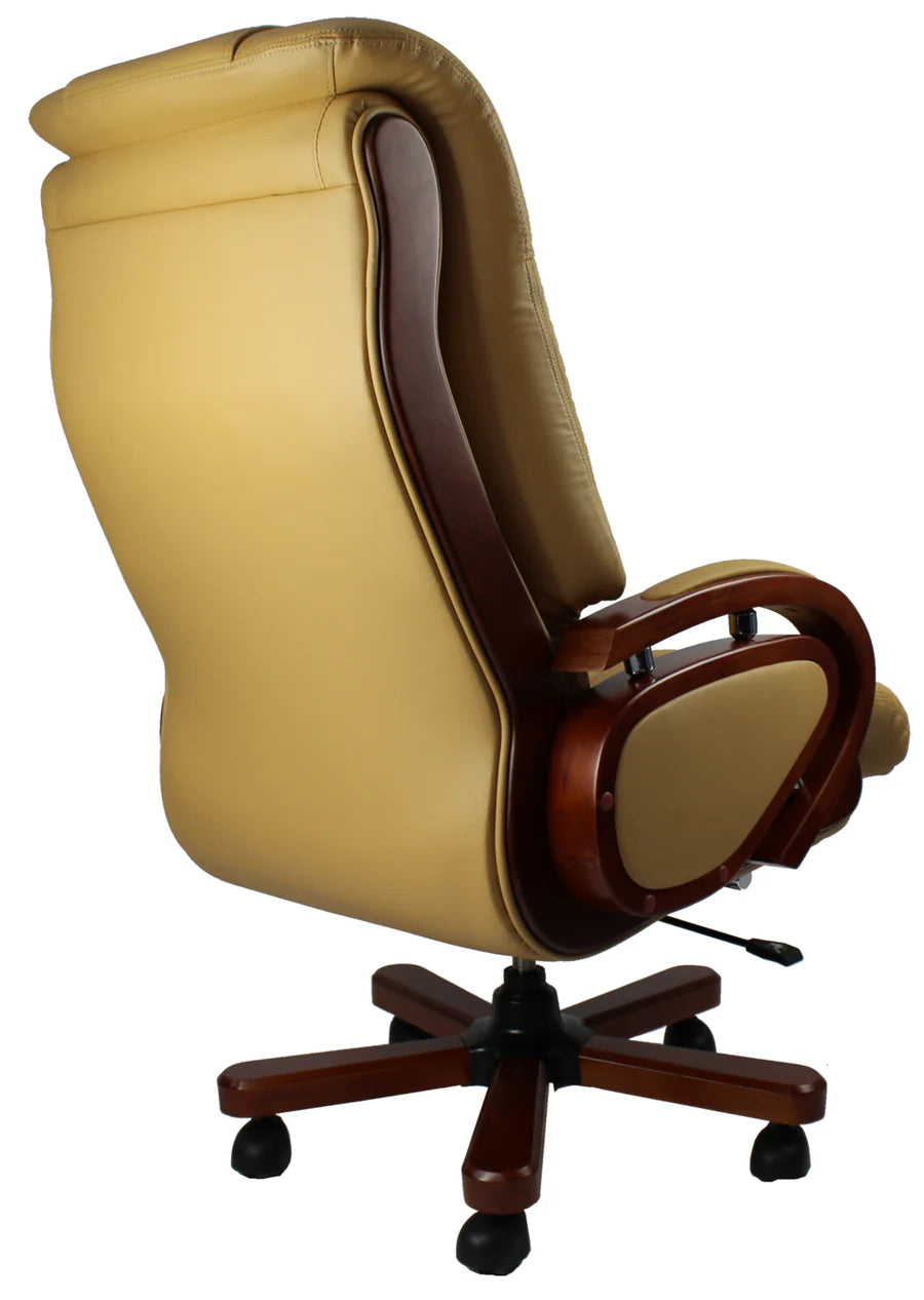 Director Chair for office Premium Leatherette with Wooden and Adjustable Height & Wooden Base and Wooden Polish - Black