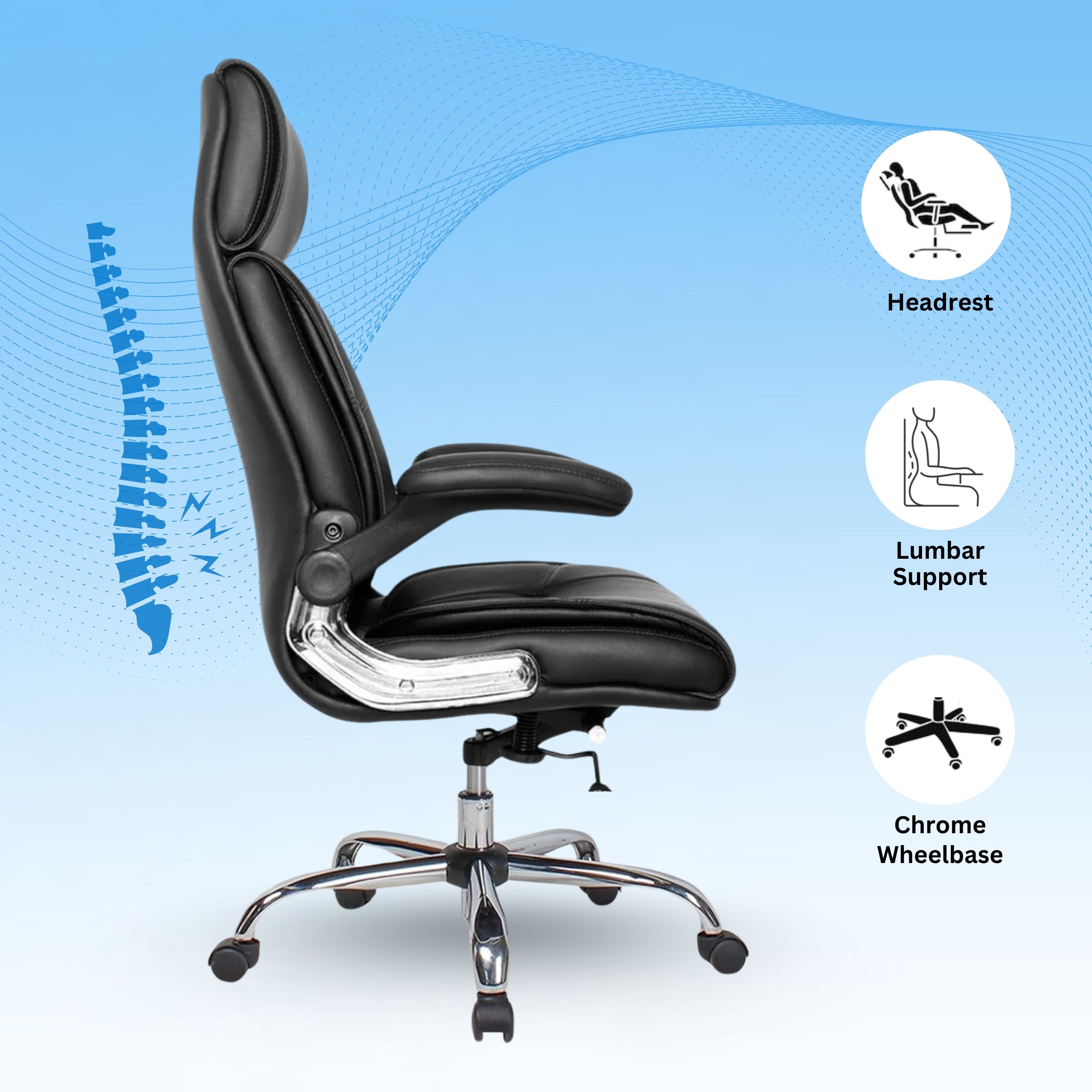 High Back Director Office Chair Ergonomic Leatherette Executive Chair with Adjustable Armrests, Comfortable Revolving Desk Chair for Office