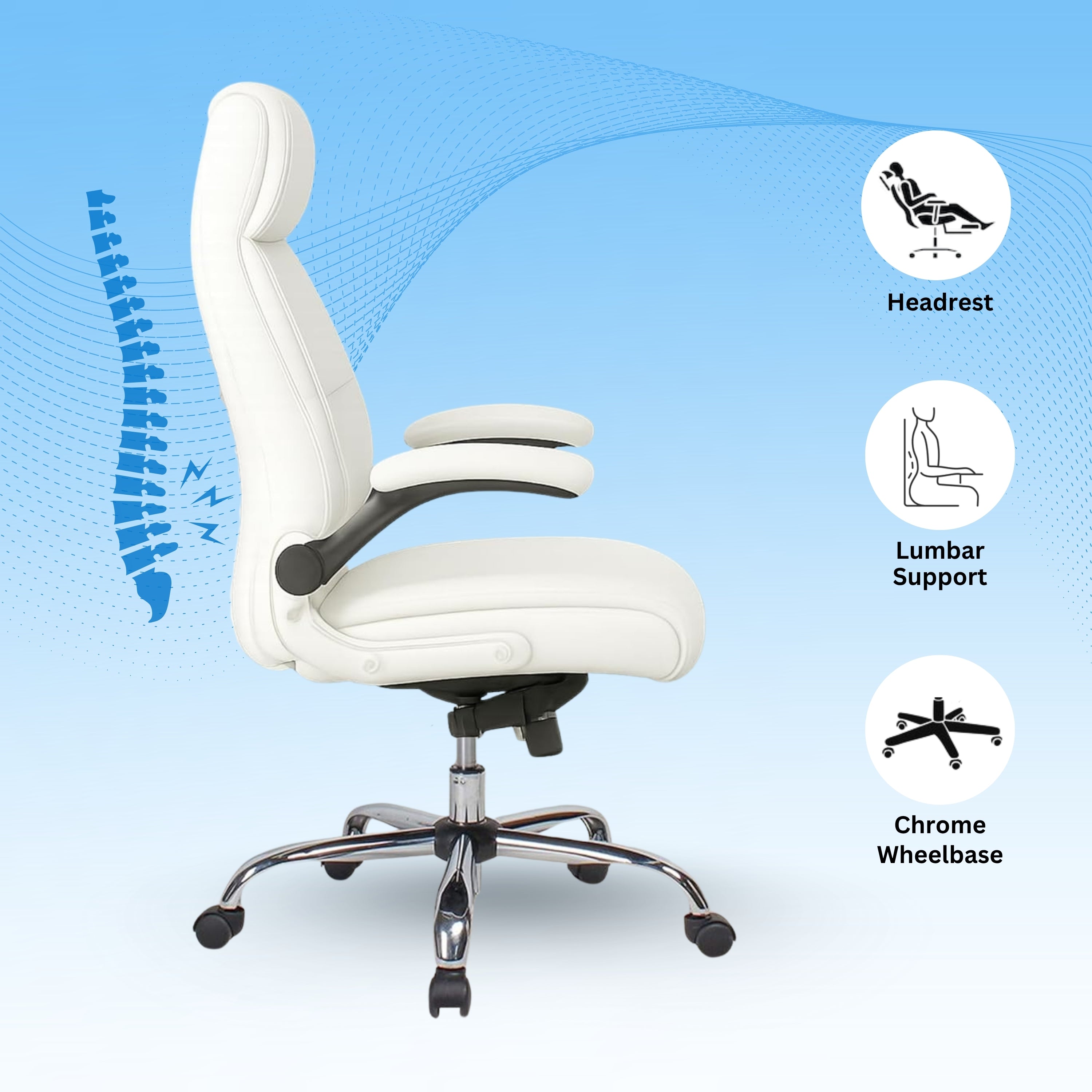 High Back Director Office Chair Ergonomic Leatherette Executive Chair with Adjustable Armrests, Comfortable Revolving Desk Chair for Office