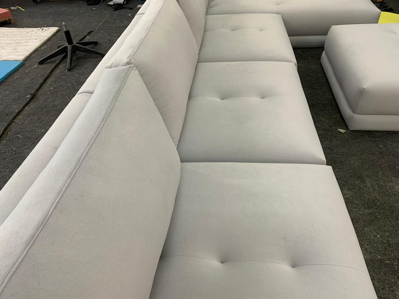 Home and Living Room Luxury Design 3 Seater Sofa made wooden and Upholstery & Metal Legs Base Modern Look in Home Grey