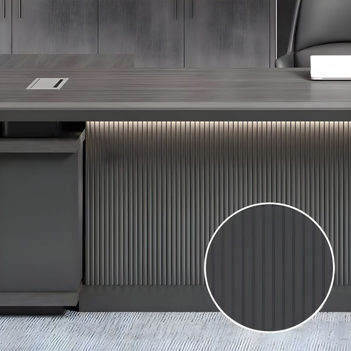 Director & Executive L-Shape Office Table Luxury Desk Made in MDF with Side Unit Drawer and Storage Wire Manager & CPU Storage