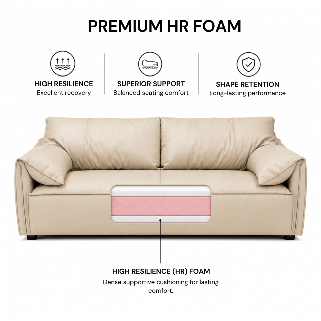 Modern Luxury 1 to 3-Seater Sofa | Premium Upholstered Fabric Sofa with Cushioned Armrests & Deep Seating | Contemporary Living Room Couch | Cream Beige