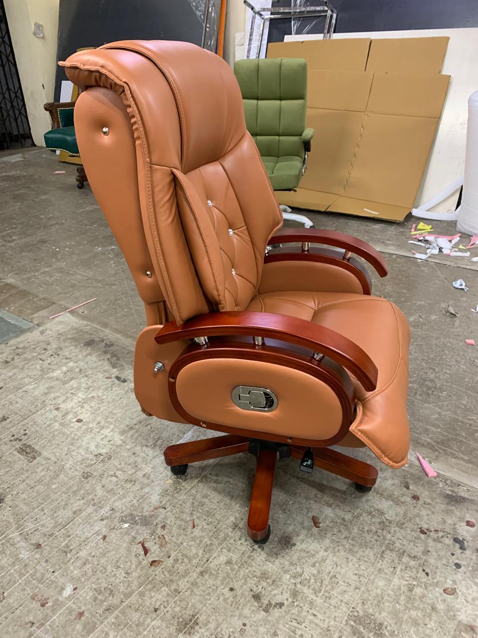 High Back Director Chair with Height Adjustable Wooden Base