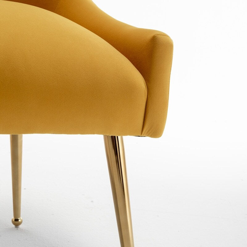 Luxurious Velvet Tufted Dining Chair with Golden Legs - Elegant Home Furniture for Dining Room & Accent Seating ( Pack of 2 )