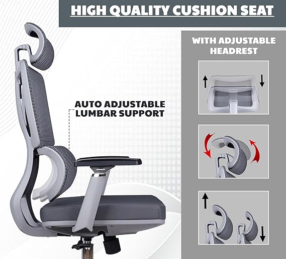 Mesh Back Executive Chair – 3D Armrests, Multi‑Tilt Lock, Chrome Base | Office/Home Use – Grippy, Comfortable & Stylish
