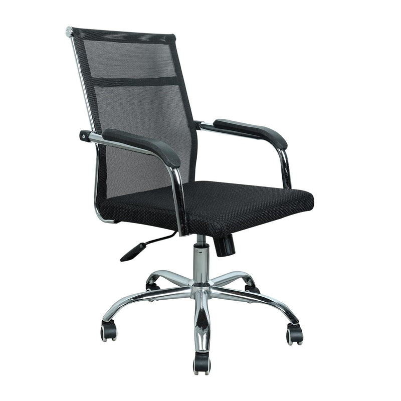 Medium Back Black Executive Chair with Chrome Metal Base